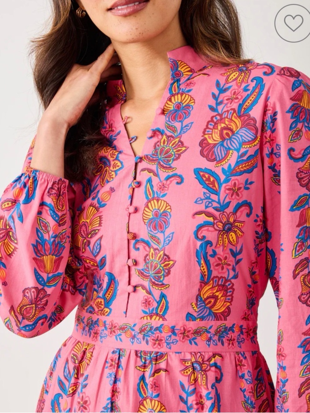 Printfresh Pink Floral Maxi Dress with Folklore Motif - Picture 2 of 12